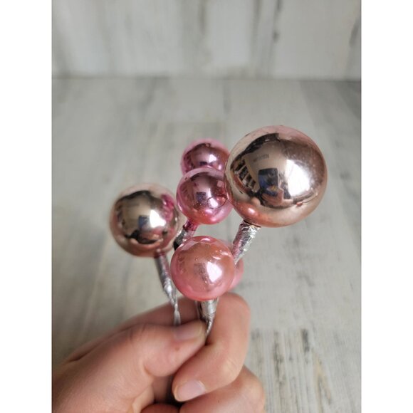Vintage Mercury pink ball branch pick ornament glass Xmas - Picture 10 of 12